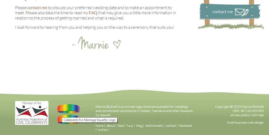 Celebrants for Marriage Equality logo: a rainbow set of rings